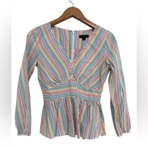 J.Crew Peplum Rainbow Seersucker Shirt Top